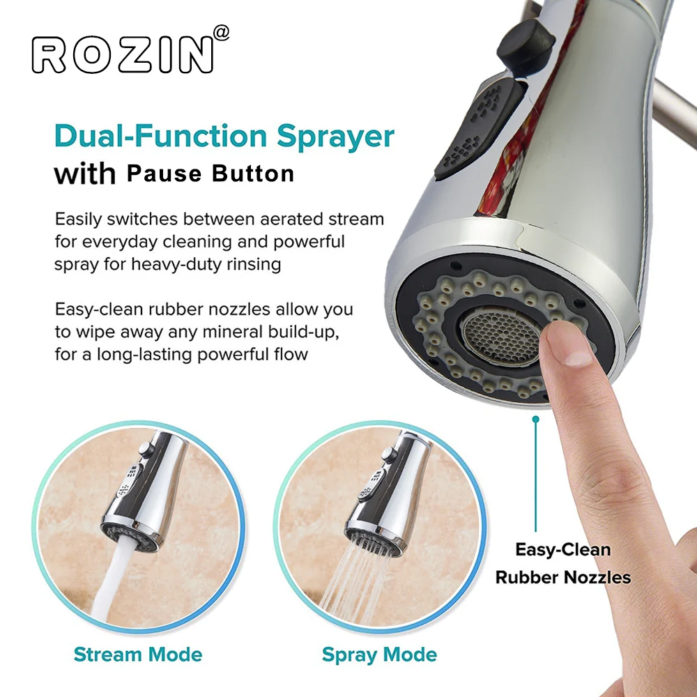 Kitchen Sink Faucet w/Tap Stream Sprayer Head - Image 2