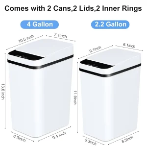 Motion Sensor Garbage Can w/Lid - 2 pack