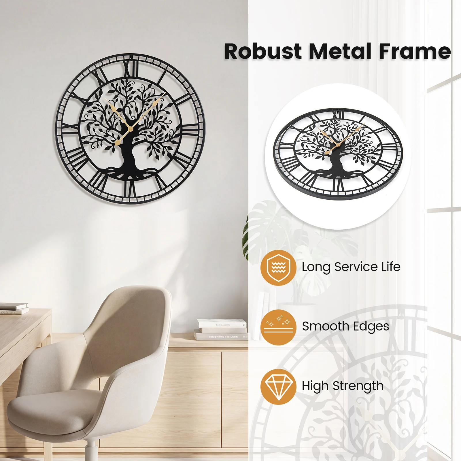27” Tree of Life Metal Clock - Image 2
