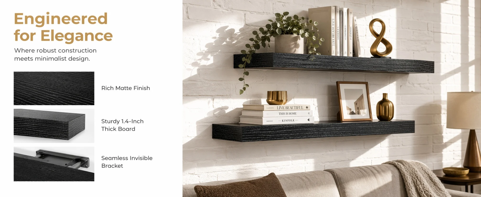 Floating Wall Shelves - 16"/Set of 3 - Image 4