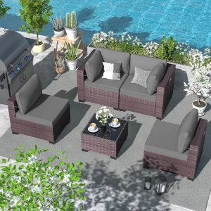 5-Pc Wicker Patio Furniture w/Coffee Table