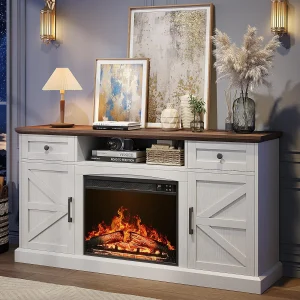 Farmhouse TV Stand with Fireplace