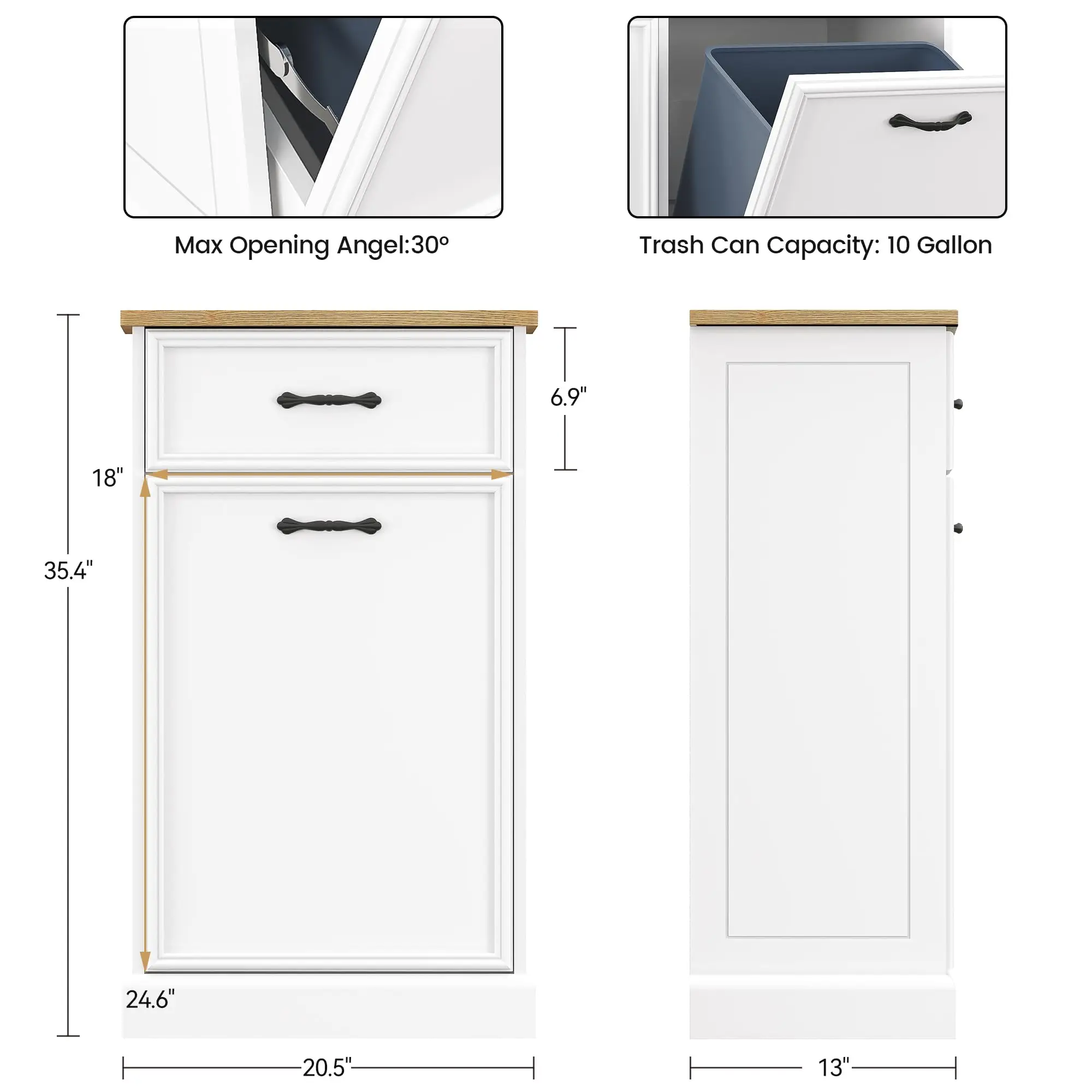 Tilt Out Hidden Trash Can Cabinet-10 Gallon - Image 3