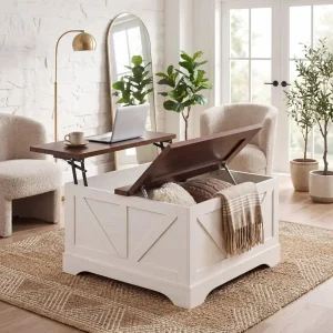 Rustic Brown & White Square Coffee Table