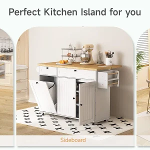 Kitchen Island Rolling Trolley w/Table Drop Leaf - Thumbnail Image 6