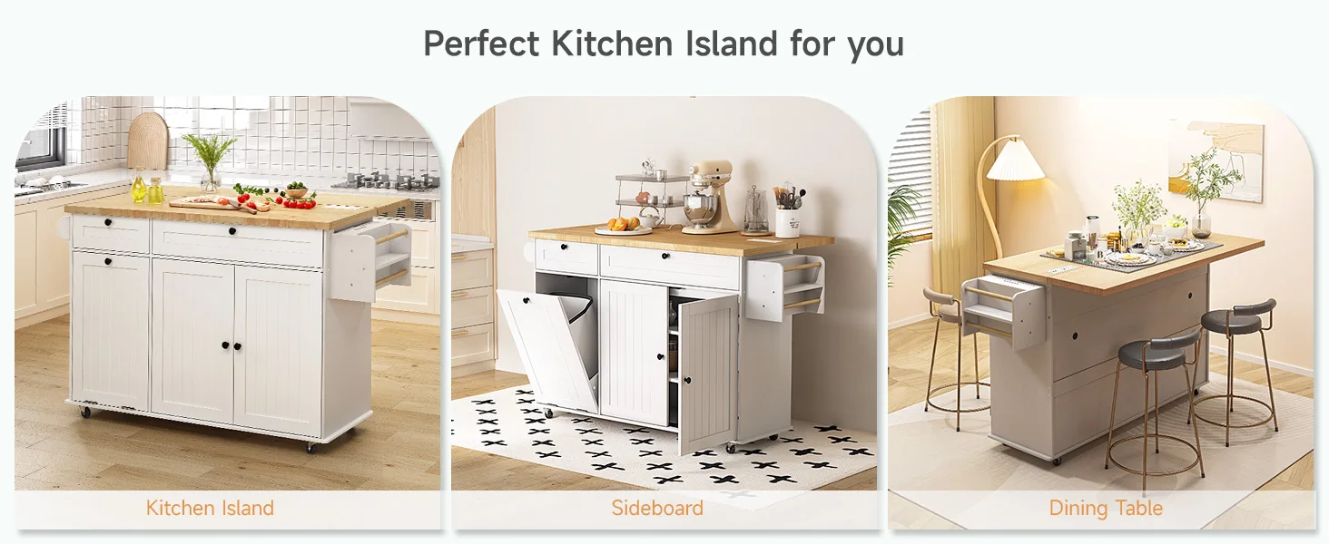 Kitchen Island Rolling Trolley w/Table Drop Leaf - Image 6