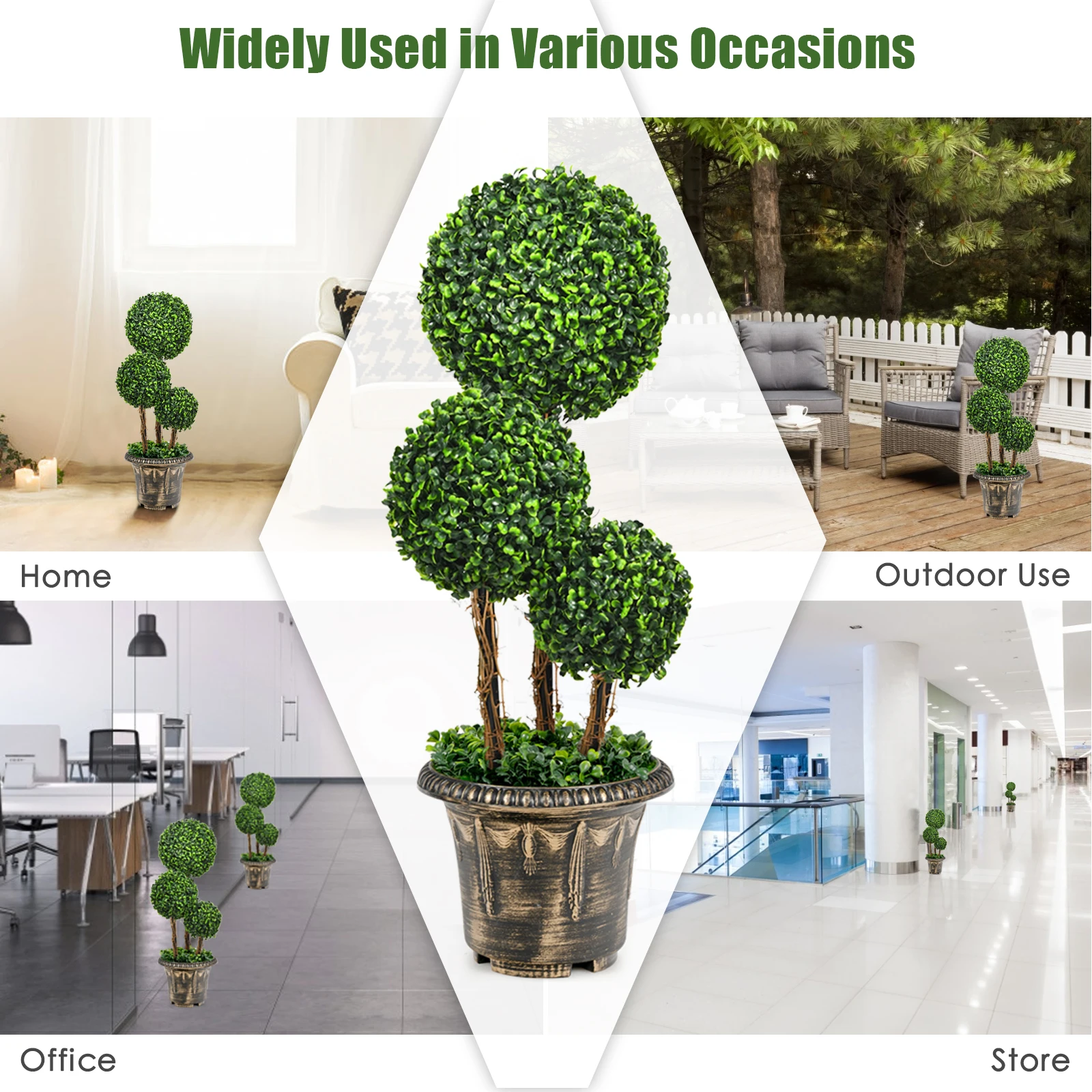 Topiary Triple Ball Tree Indoor/Outdoor UV Resistant - Image 4