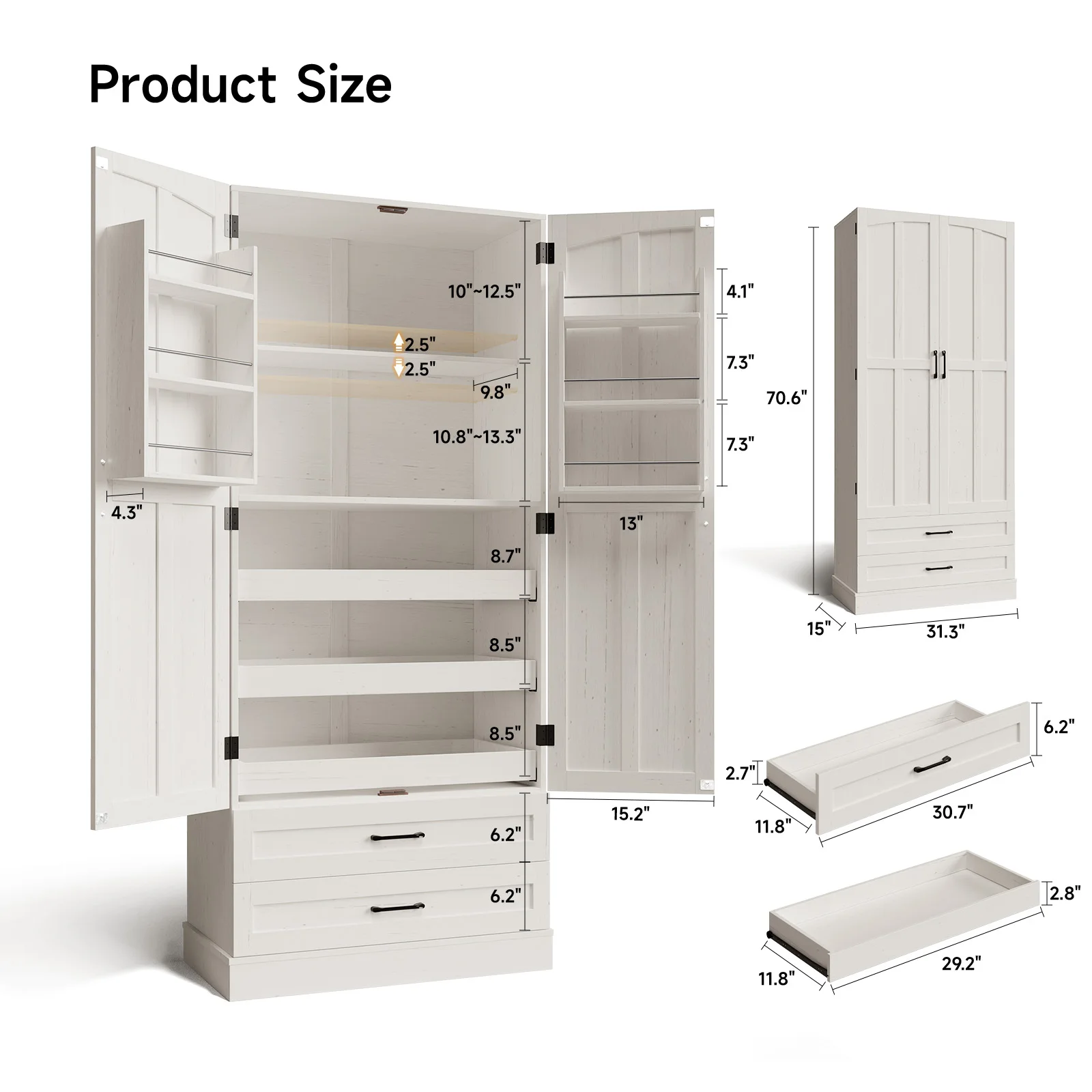 Farmhouse Freestanding Pantry-71" Tall - Image 2