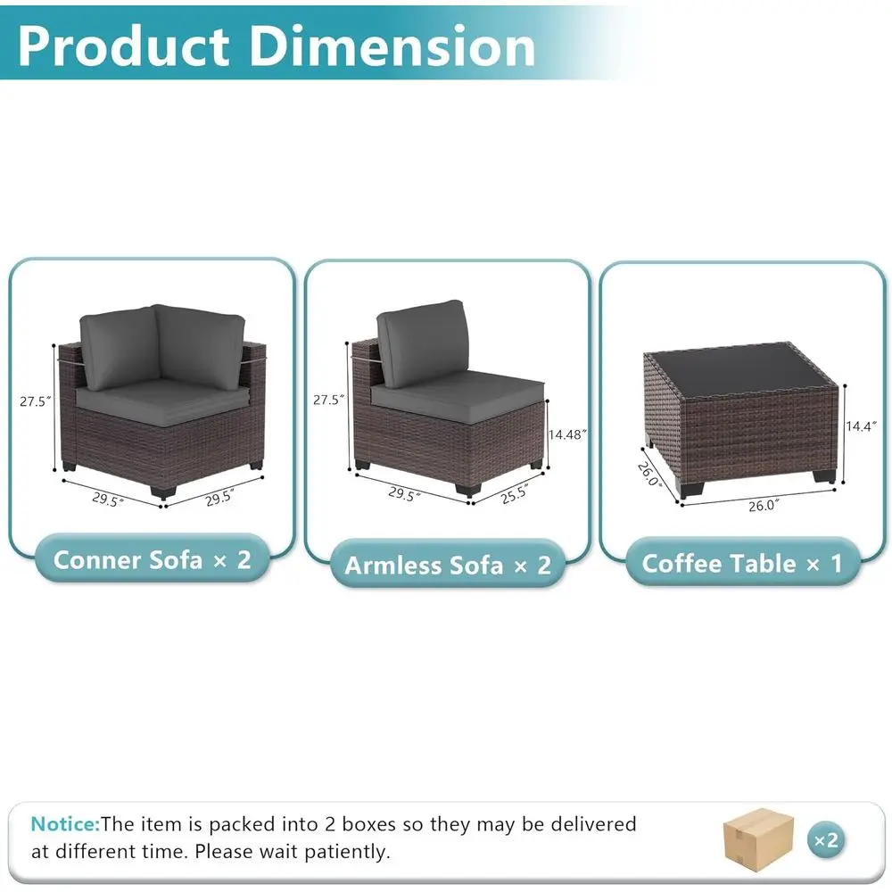 5-Pc Wicker Patio Furniture w/Coffee Table - Image 5