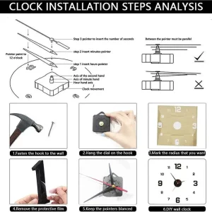 Frameless DIY Wall Decal Silent Clock - Thumbnail Image 6