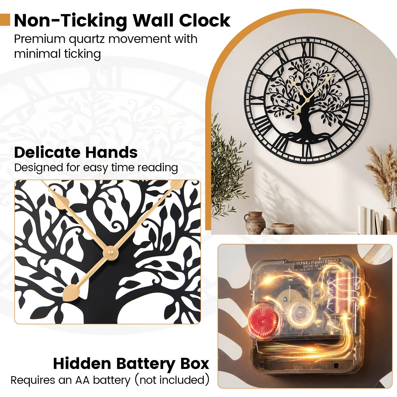 27” Tree of Life Metal Clock - Image 3