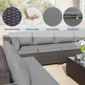 5-Pc Wicker Patio Furniture w/Coffee Table - Thumbnail Image 4