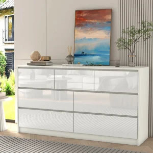 55 Inch Modern High Gloss 7-Drawer Dresser