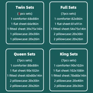 Bedding Sets-5pcs/7pcs-Twin Full Queen King - Thumbnail Image 5