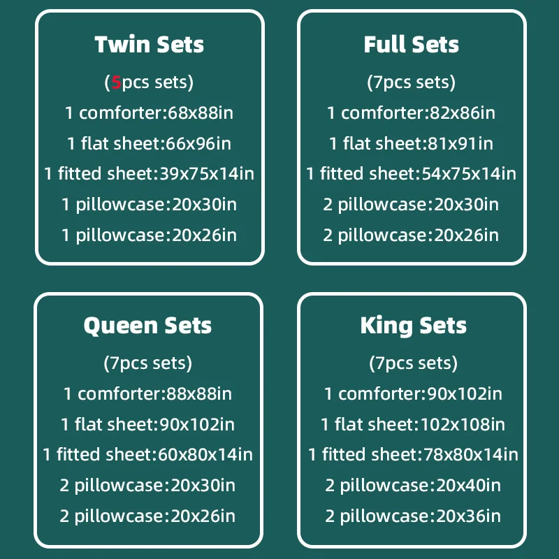 Bedding Sets-5pcs/7pcs-Twin Full Queen King - Image 5