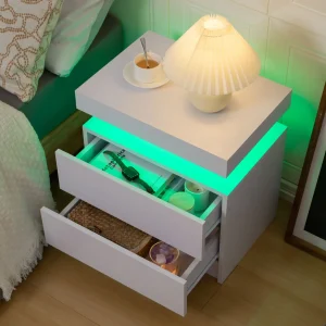 LED table with 2 Drawers
