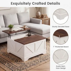 Rustic Brown & White Square Coffee Table - Thumbnail Image 5