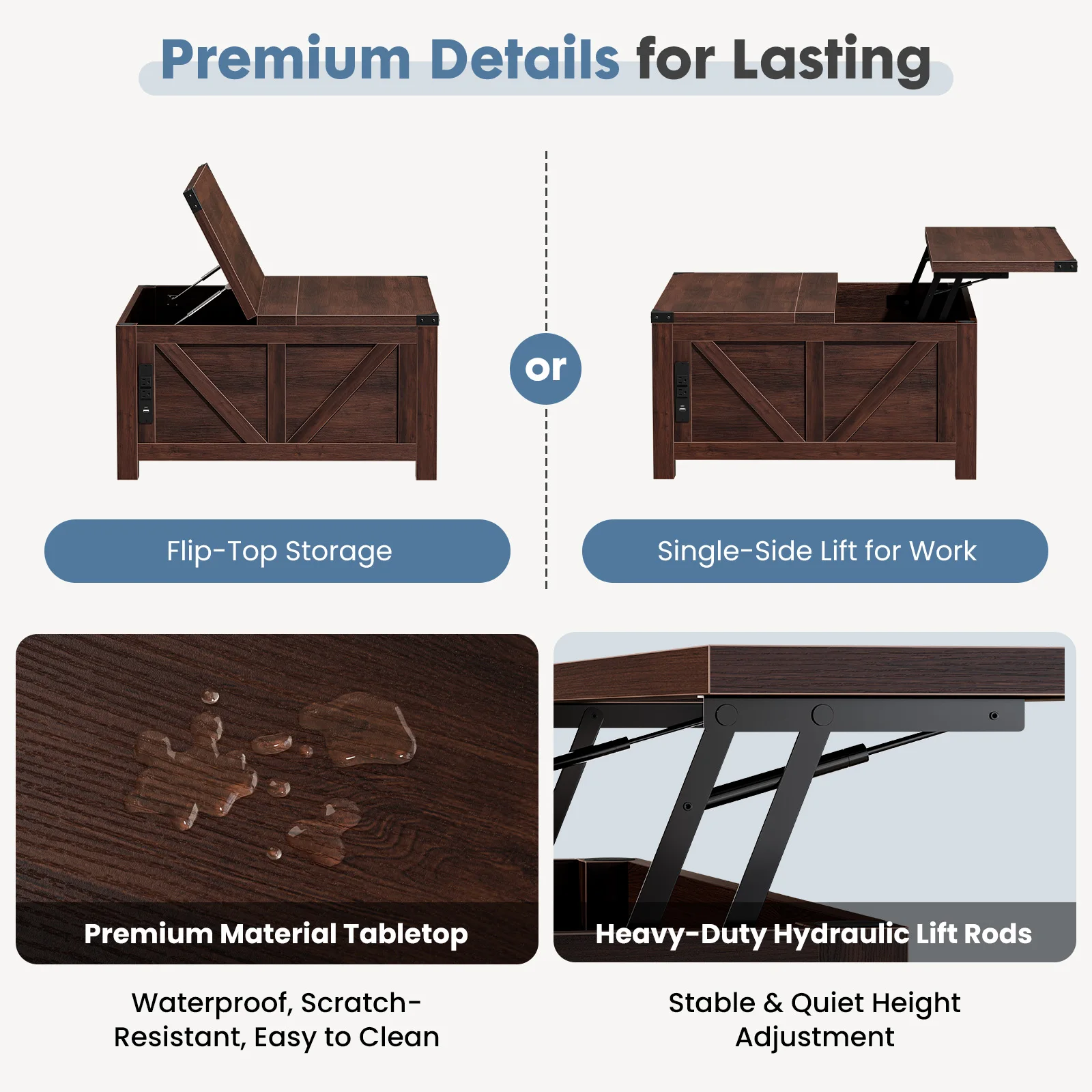 Lift Top Coffee Table 35.6" - Image 5