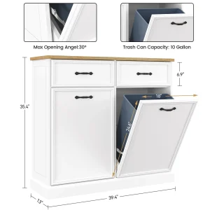 Tilt Out Hidden Trash Can Cabinet-10 Gallon - Thumbnail Image 6
