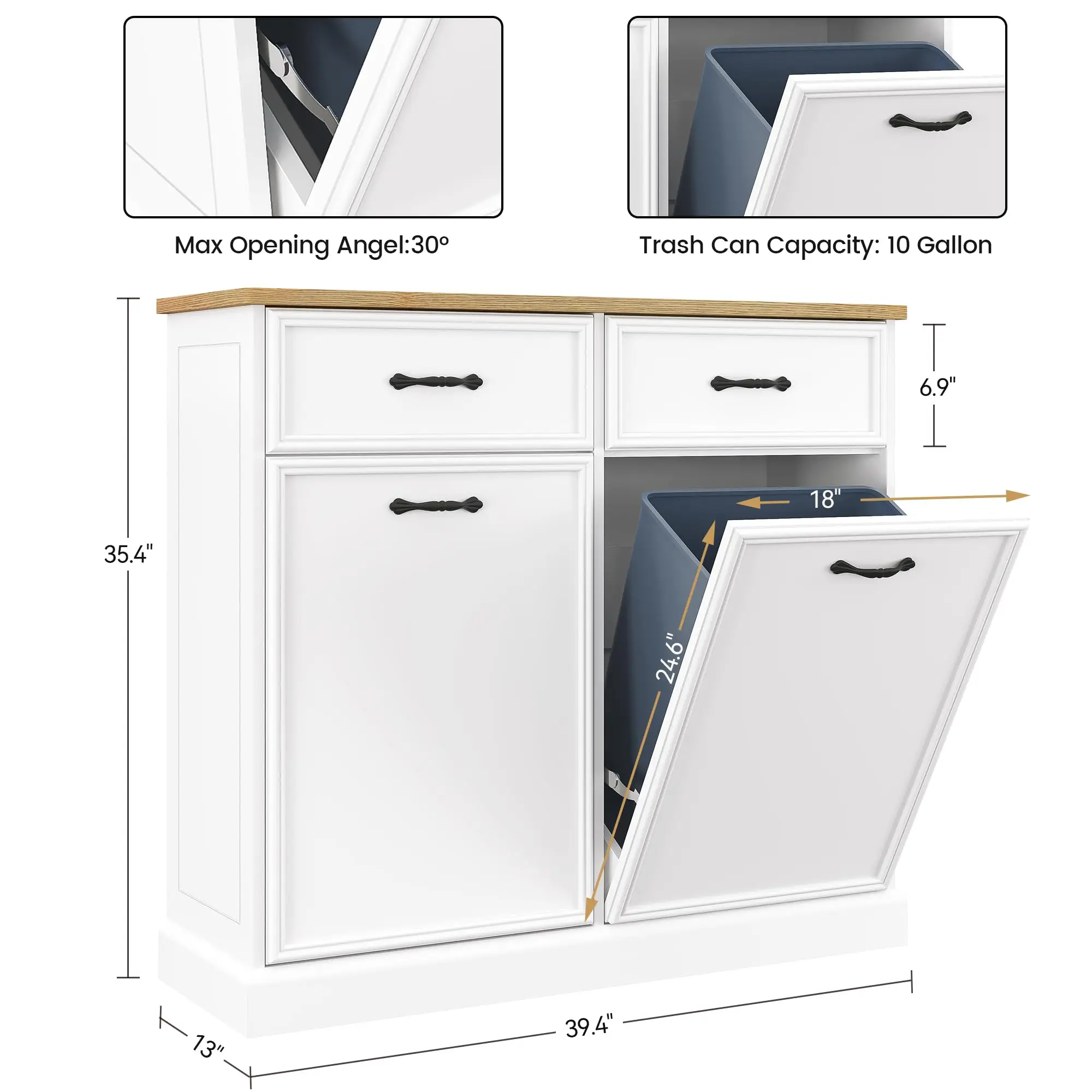 Tilt Out Hidden Trash Can Cabinet-10 Gallon - Image 6