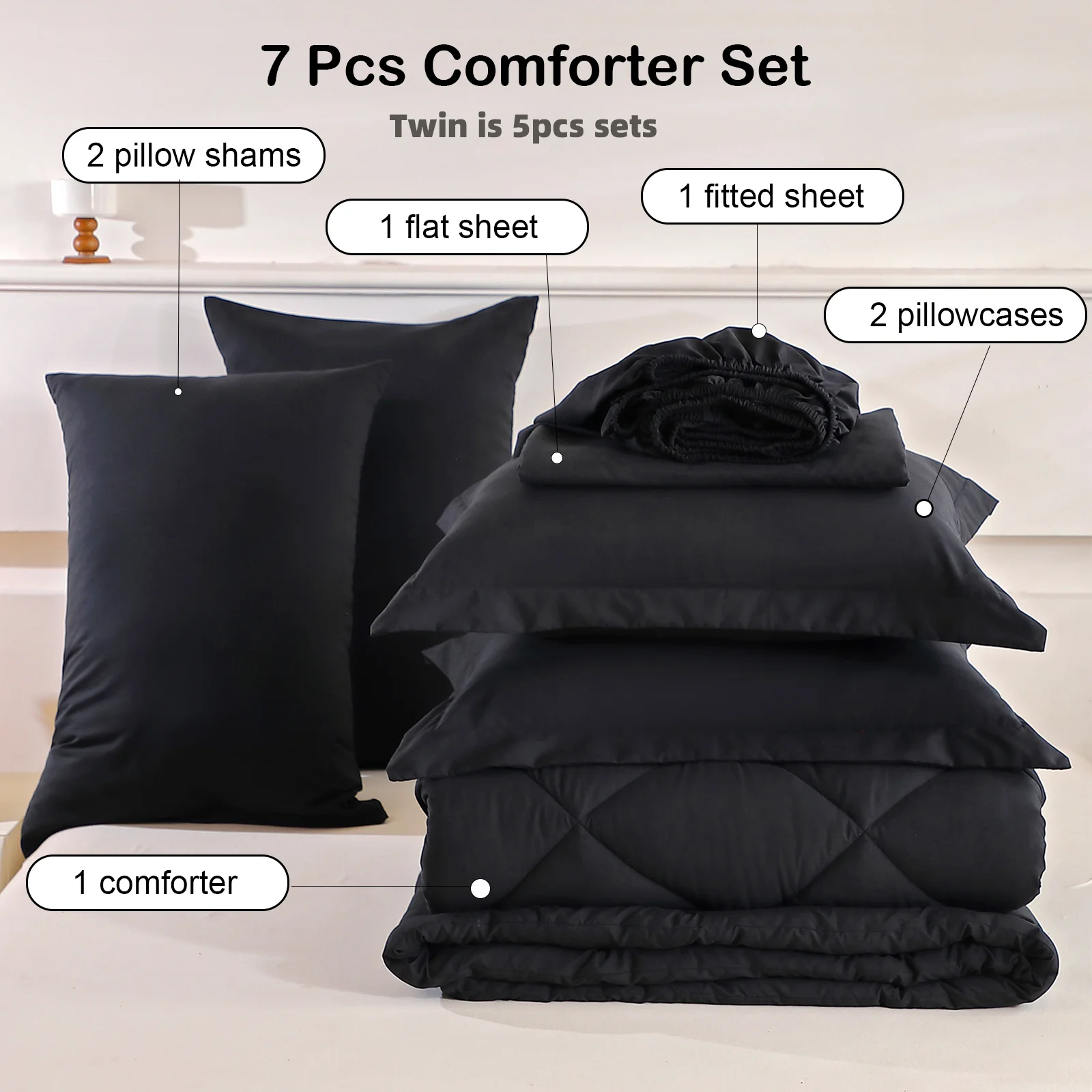 Bedding Sets-5pcs/7pcs-Twin Full Queen King - Image 4