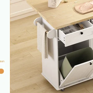 Kitchen Island Rolling Trolley w/Table Drop Leaf - Thumbnail Image 3