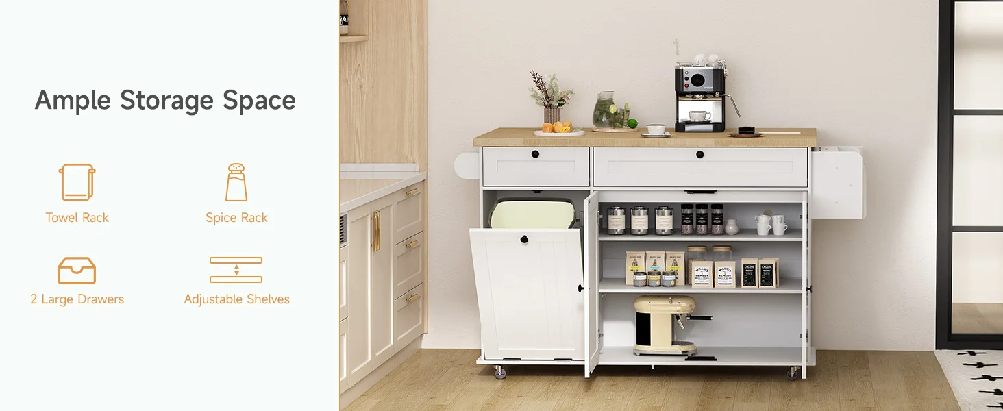 Kitchen Island Rolling Trolley w/Table Drop Leaf - Image 4