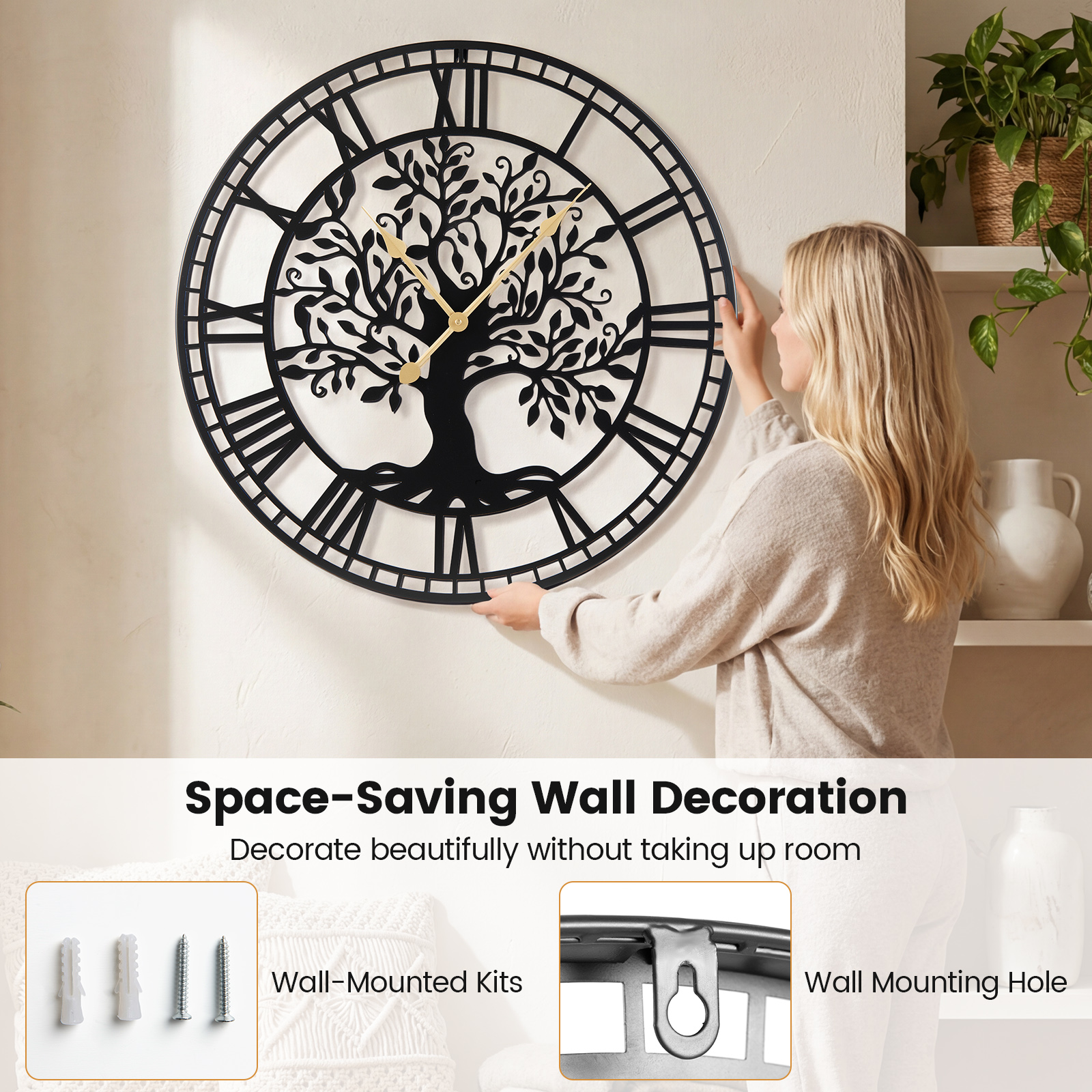 27” Tree of Life Metal Clock - Image 6